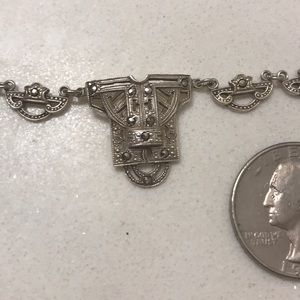 Vintage Sterling Silver Marcasite Necklace
